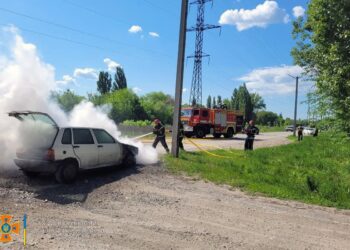 На Дніпропетровщині на ходу спалахнув легковик (ФОТО)