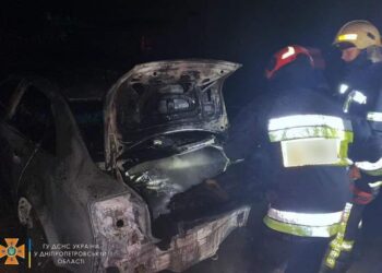 Вночі у Новомосковську вщент згоріла автівка 
