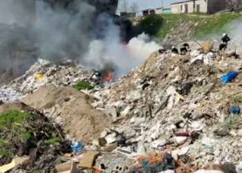 У Діївці горить стихійне сміттєзвалище