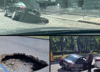 На Яворницького у провалля провалилася автівка