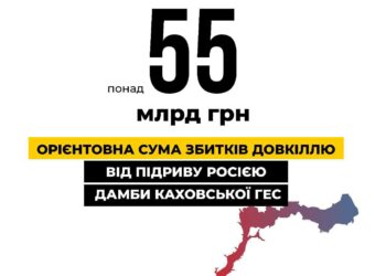Сума збитків довкіллю через підрив Каховської ГЕС становить близько 55 млрд гривень