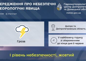 У Дніпрі та області прогнозують грозу найближчими годинами