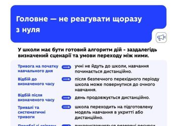 Якщо зранку триває повітряна тривога, діти до школи не йдуть. Навчання починається дистанційно. Такі рекомендації дає МОН.